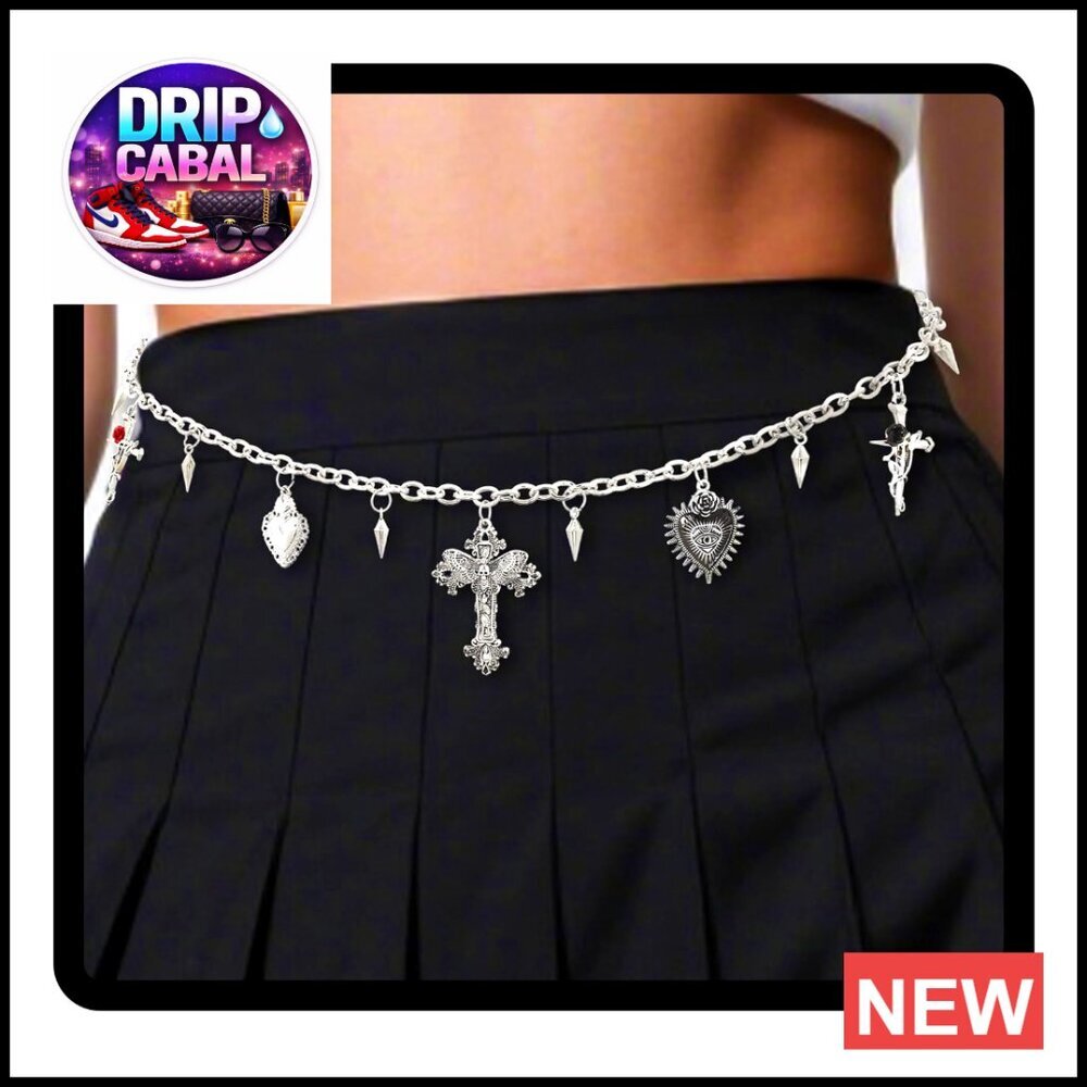 Y2K Gothic Waist Chain Belt Adjustable Alloy Charms Punk Festival Accessory